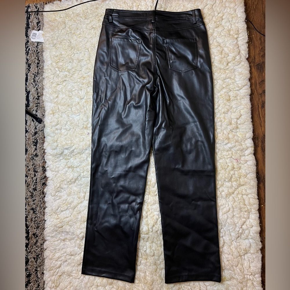 Halogen Faux Leather Pant High Rise Straight Leg - Picture 3 of 5